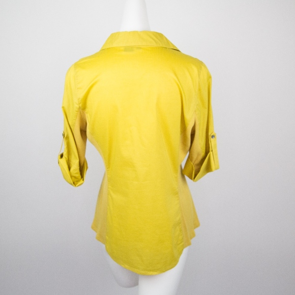 Sandra Ingrish Mustard Yellow Button Up Blouse - Picture 3 of 5